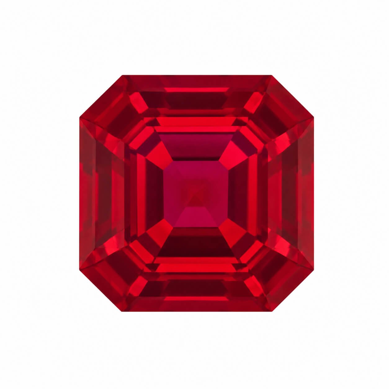 Asscher ha tagliato un rubino coltivato in laboratorio Asscher ha tagliato un rubino coltivato in laboratorio