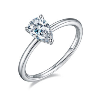 Pear cut Moissanite solitaire ring 01
