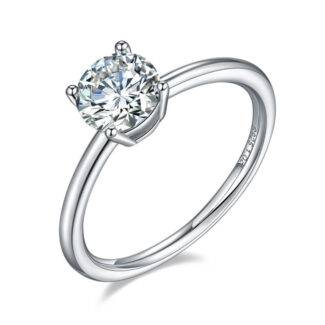 Round cut Moissanite solitaire ring 01
