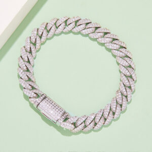 Sterling silver Moissanite Cuban link bracelet 03