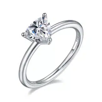 Anillo solitario Moissanite talla billón 01