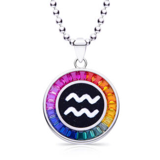 Aquarius colored gemstones pendant necklace 01