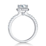 Smaragdgeslepen Moissanite Halo-ring M96D 01