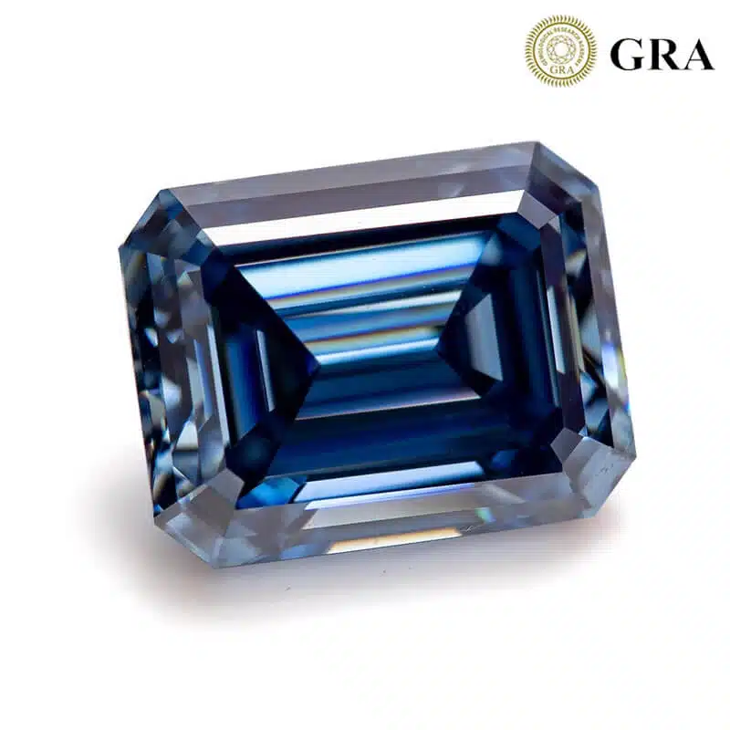 moissanite biru potongan zamrud 01