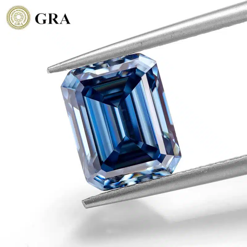 moissanite biru potongan zamrud 02