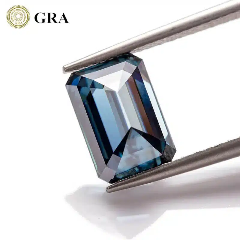 moissanite biru potongan zamrud 03