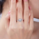 Anel de noivado Halo de Moissanite com corte em coração 7 anel de noivado de moissanite com corte em coração m96c