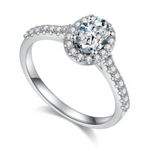 oval cut Moissanite Halo engagement ring 01