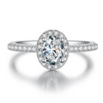 oval cut Moissanite Halo engagement ring 02