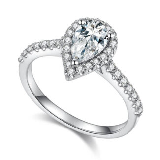 pear cut Moissanite Halo engagement ring 01