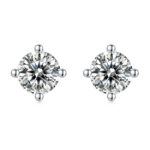 Classic 4 prongs round cut moissanite solitaire earrings 01