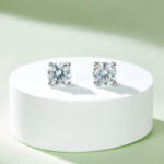 Classic 4 prongs round cut moissanite solitaire earrings 02