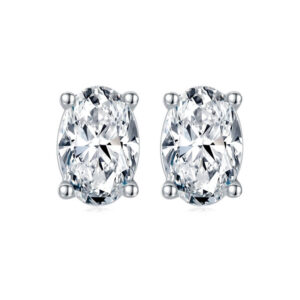 Classic oval cut moissanite solitaire earrings 01