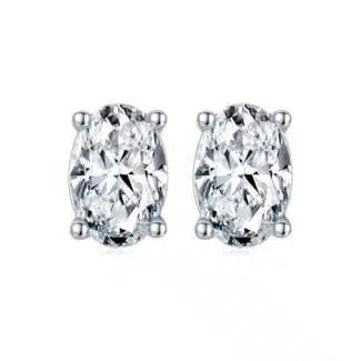 Classic oval cut moissanite solitaire earrings 01