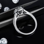 Anillo de compromiso de moissanita con engaste de halo M17C 06