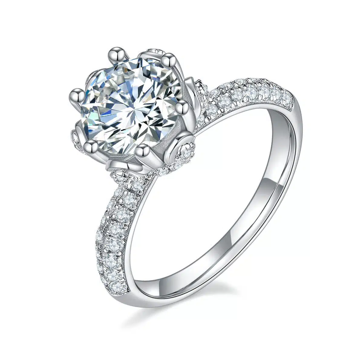 1 Pieza Anillo De Compromiso Para Mujer De 1ct, Corte Redondo, Anillo De Moissanita, Plata De