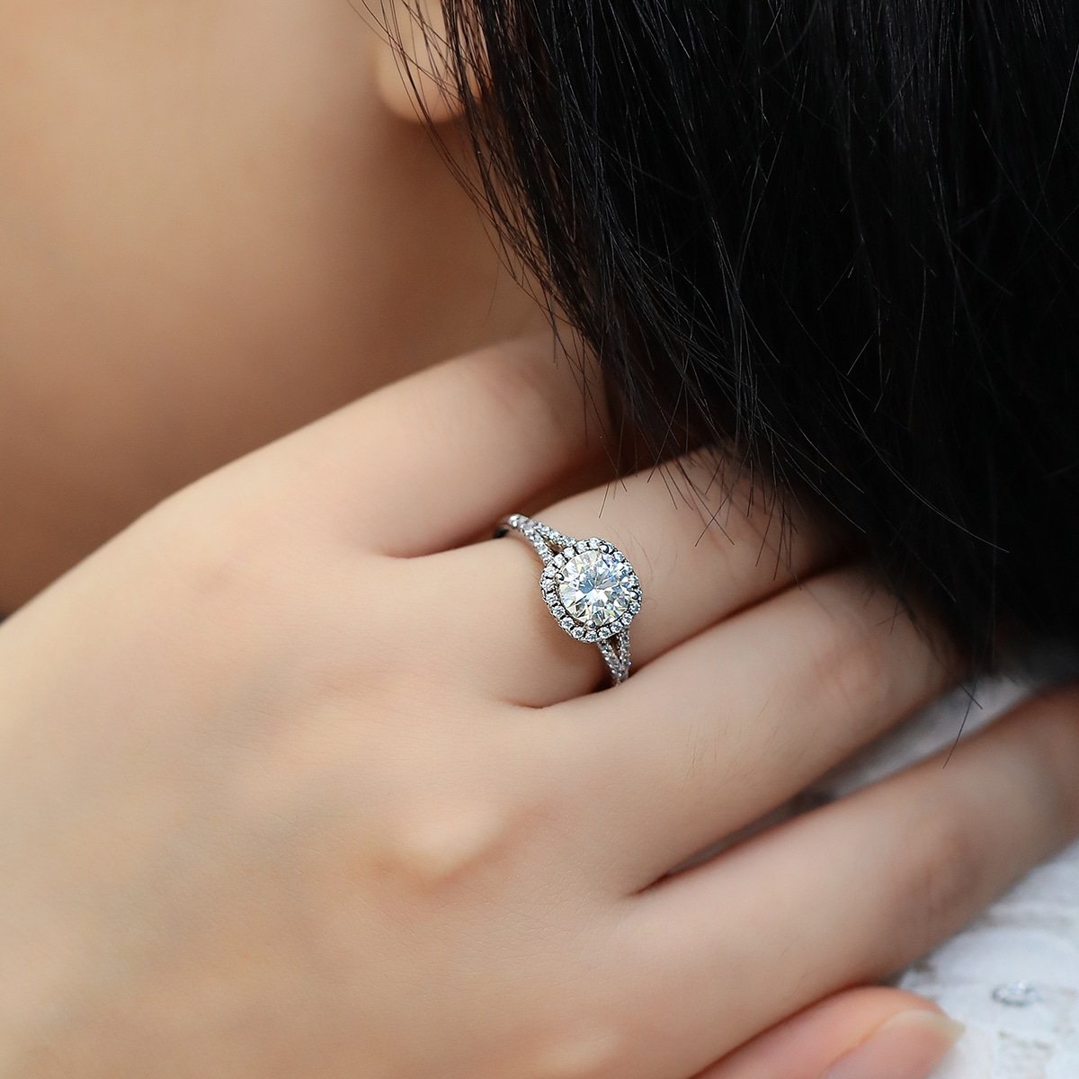 Anel de noivado de moissanita M17C 02 anel de noivado de moissanita m17c 02