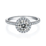 Round cut Moissanite Halo engagement ring 02 M16F