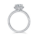 Round cut Moissanite Halo engagement ring 03 M16F