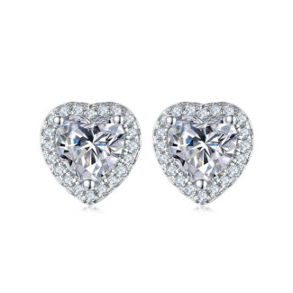 Luxury heart cut Moissanite halo earrings T96C-E 01
