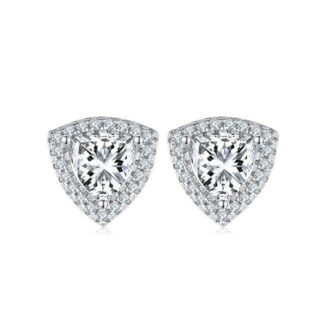 Luxury trillion cut Moissanite halo earrings T96F-E 01