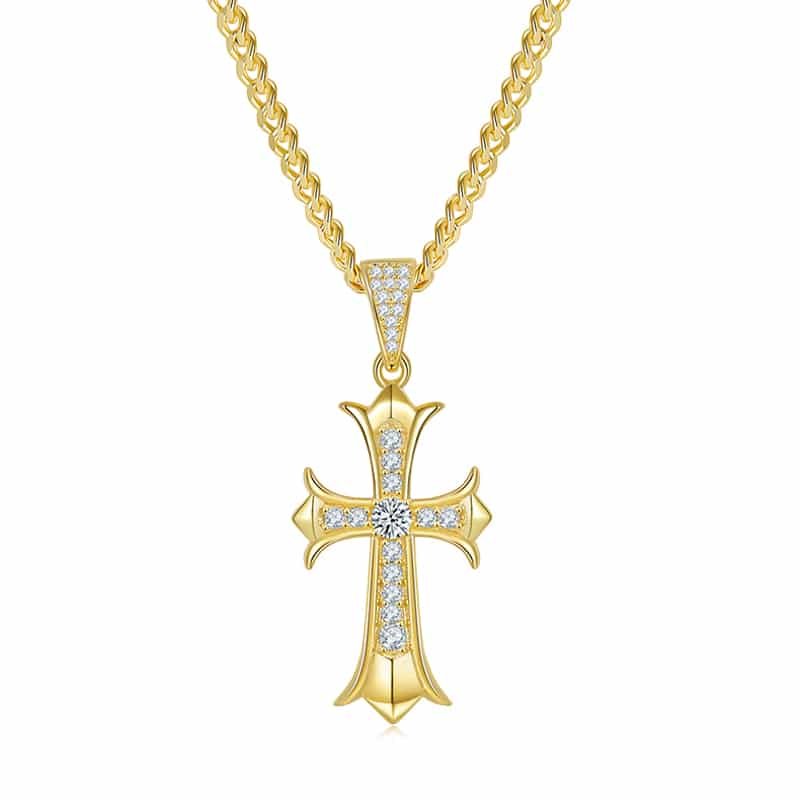 Vintage Moissanite cross pendant 02