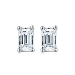 classic emerald cut moissanite solitaire earrings 01