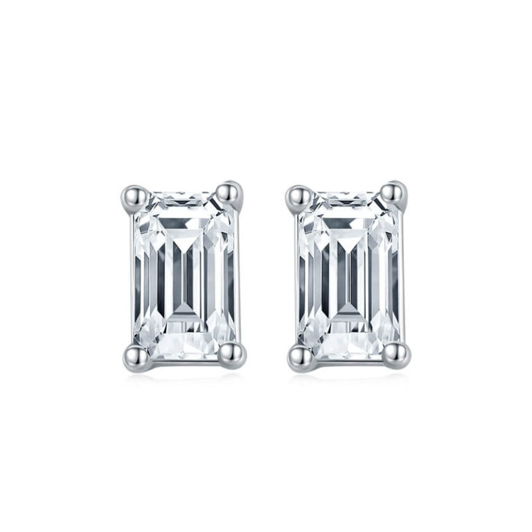 Shop Classic emerald cut Moissanite solitaire earrings Online - WeJEWELER