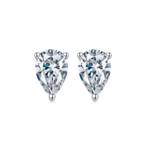 classic pear cut moissanite solitaire earrings 01