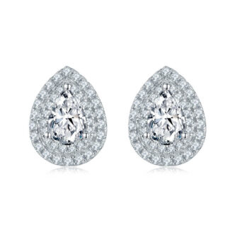 luxury halo PEAR cut Moissanite earrings 01