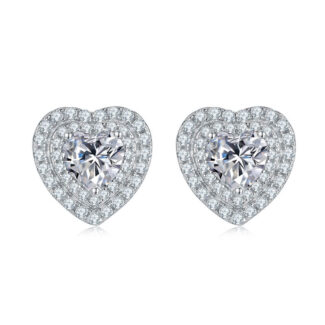 luxury halo heart cut Moissanite earrings 01