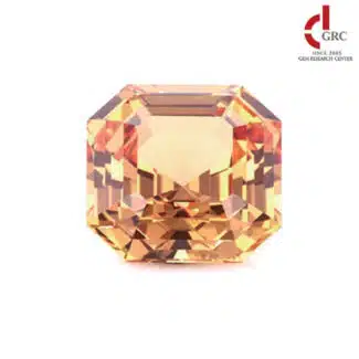 asscher cut lab grown orange sapphire
