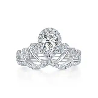 Crown shape pear cut Moissanite ring M99D 03