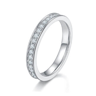 Full pave round cut Moissanite eternity ring 01