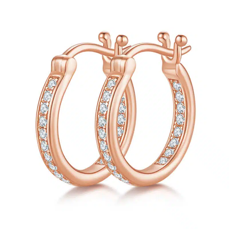 full pave single row moissanite hoop earrings k004a 02