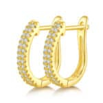 Half pave double rows Moissanite hoop earrings K010A 03