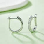 Half pave double rows Moissanite hoop earrings K010A 05