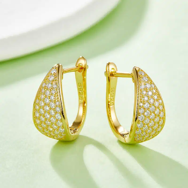 half pave five rows moissanite hoop earrings k013a 07