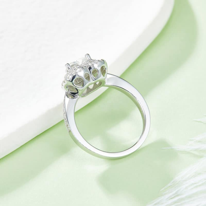 Cincin Halo Moissanite potongan hati mewah 06