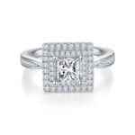 Luxe prinses geslepen Moissanite Halo ring 03