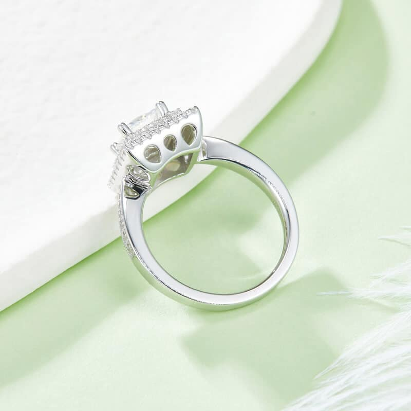 Luxe prinses geslepen Moissanite Halo ring 06