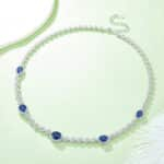 Oval cut lab grown blue sapphire necklace 02