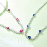 Oval cut lab grown gemstones necklace 03