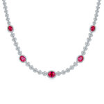 Oval cut lab grown ruby necklace 01