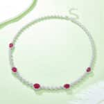 Oval cut lab grown ruby necklace 02