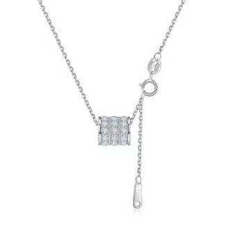 Small waist sterling silver Moissanite necklace 01