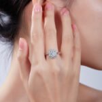 Luxury Emerald Cut Moissanite Halo Ring 7 emerald cut moissanite halo ring m93d