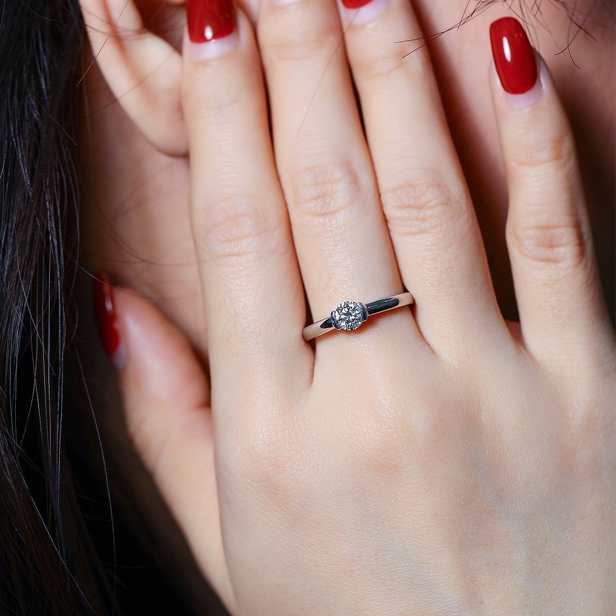 Anel solitário de moissanita com corte redondo M94A anel solitário de moissanita com corte redondo m94a