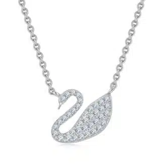 sterling silver Dancing Swan Moissanite Necklace XH13O 01