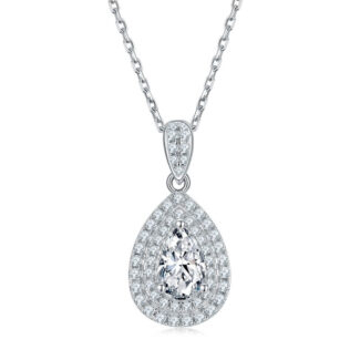 Pendentif halo de moissanite taille poire de luxe 01